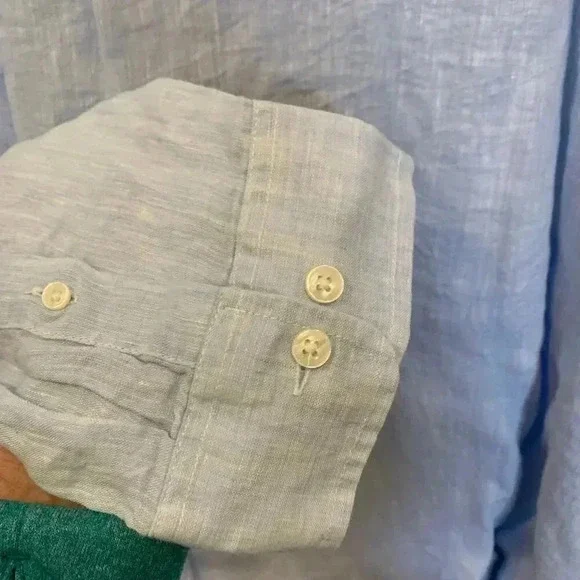 Mens Tasso Elba Linen Woven Button Down Shirt Long Sleeve Size 3XL NWT - B5 - Picture 4 of 9